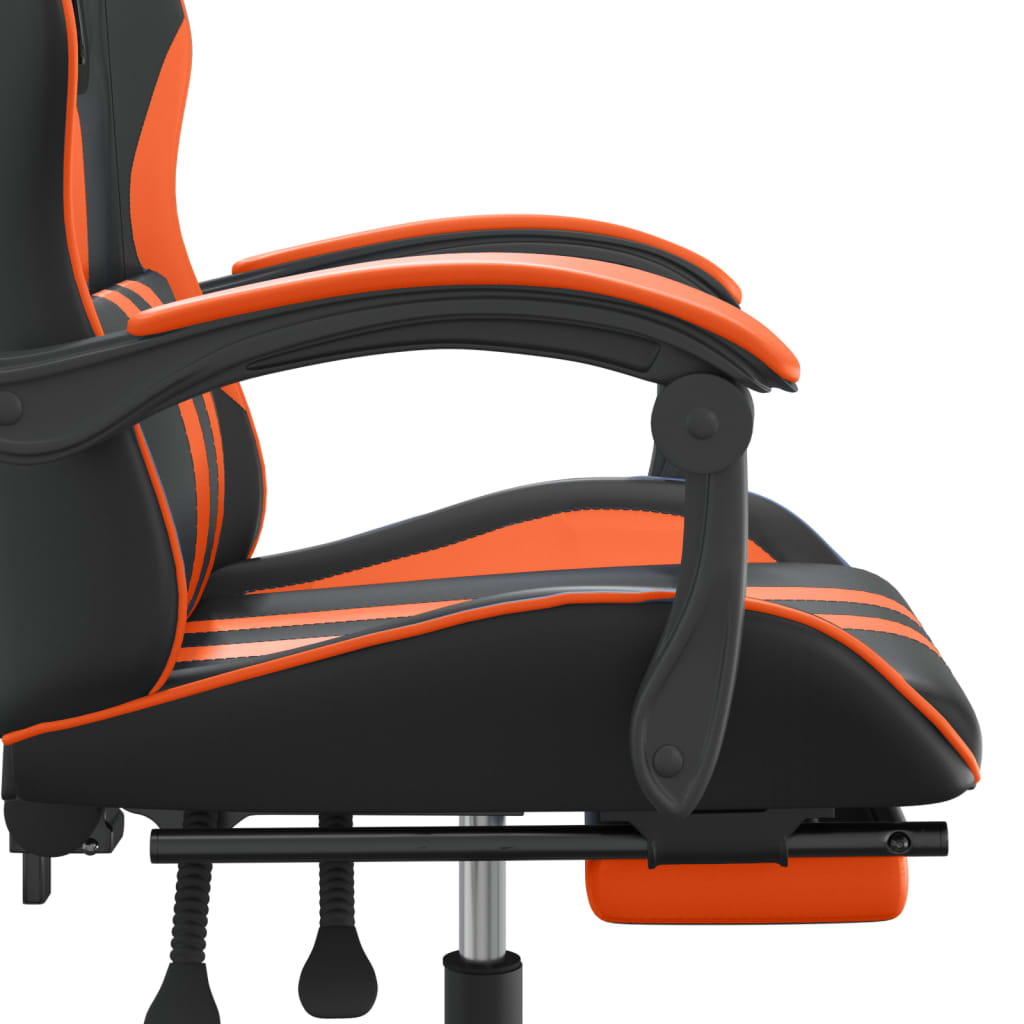 vidaXL pööratav mänguritool jalatoega, must ja oranž, kunstnahk
