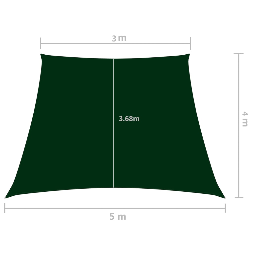 vidaXL oxford-kangast päikesepuri trapets, 3/5x4 m tumeroheline