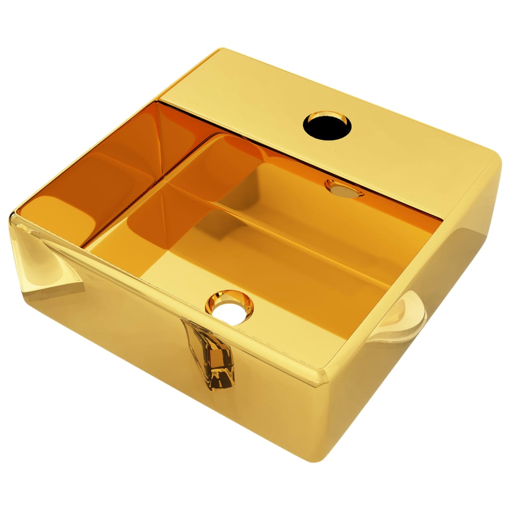 vidaXL valamu, kraaniavaga 38 x 30 x 11,5 cm, keraamiline, kuldne