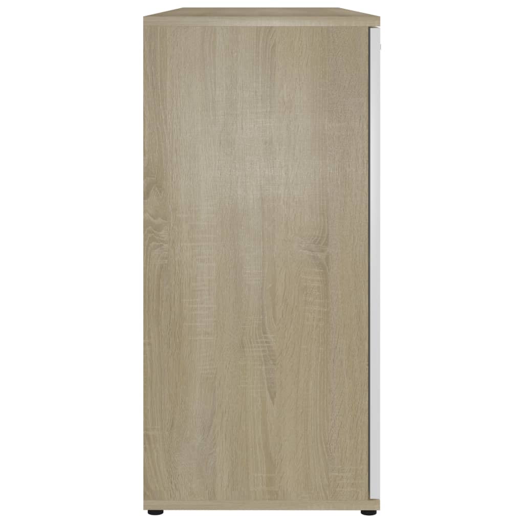 vidaXL puhvetkapp, valge ja Sonoma tamm, 120x35,5x75 cm puitlaastplaat