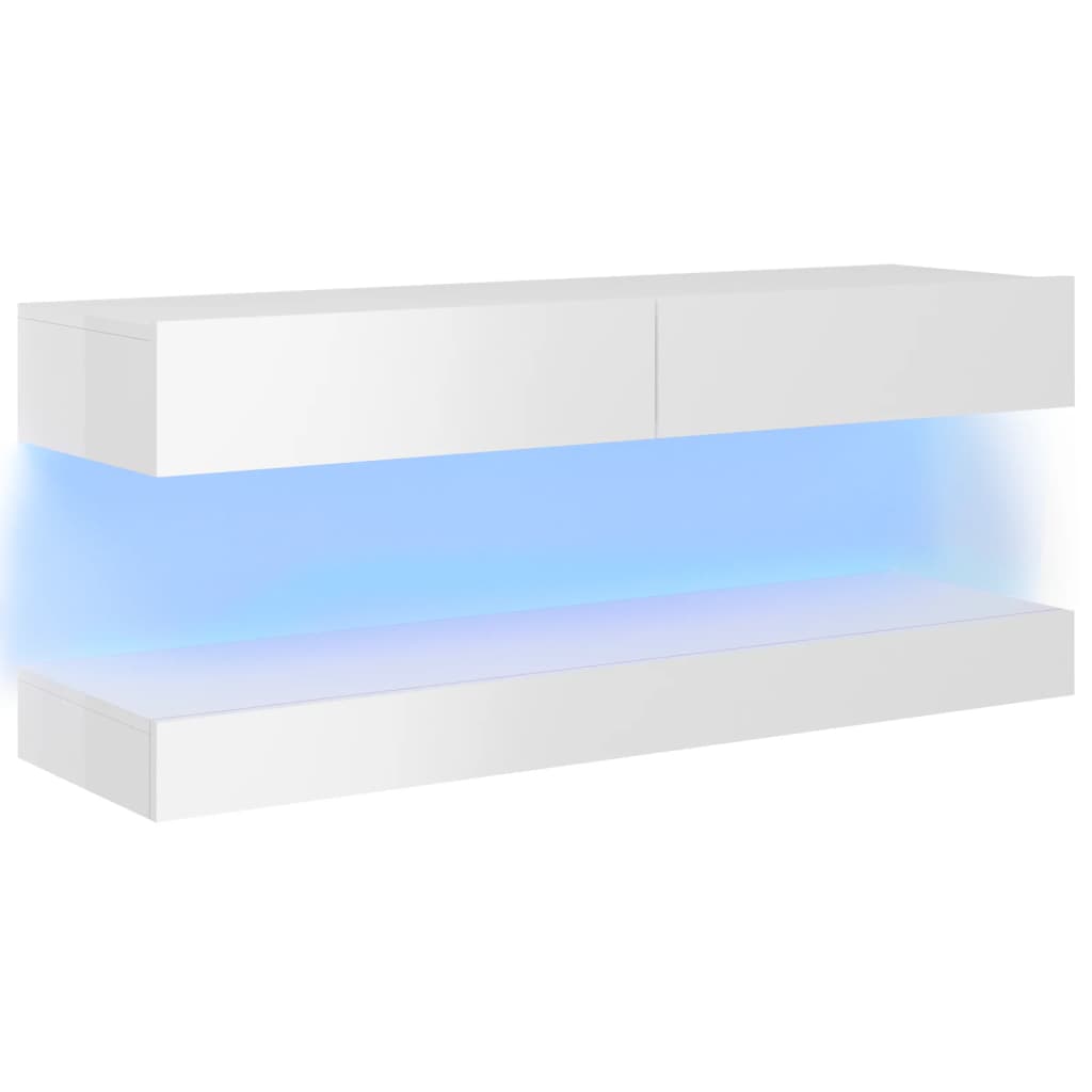 vidaXL telerialus LED-tuledega, kõrgläikega, valge, 120 x 35 cm