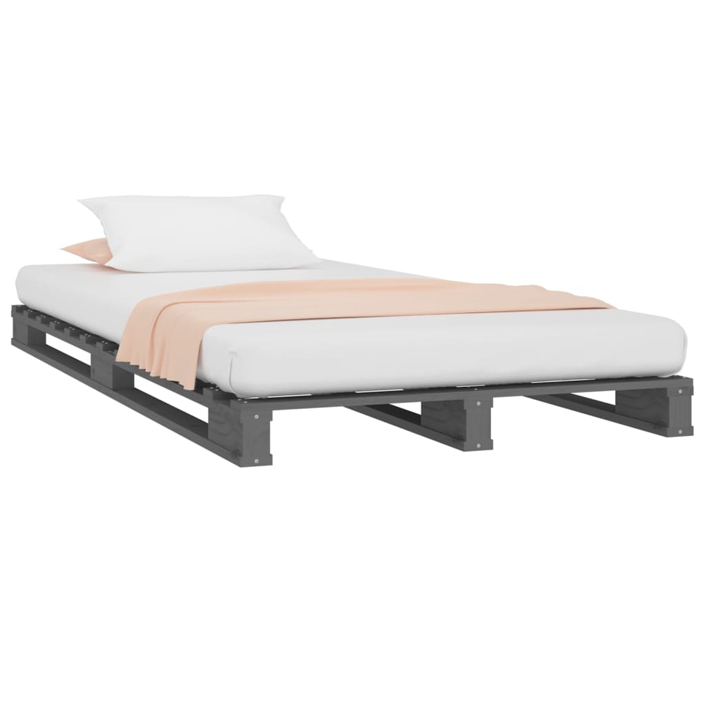 vidaXL kaubaalustest voodi, hall, 75 x 190 cm, männipuit