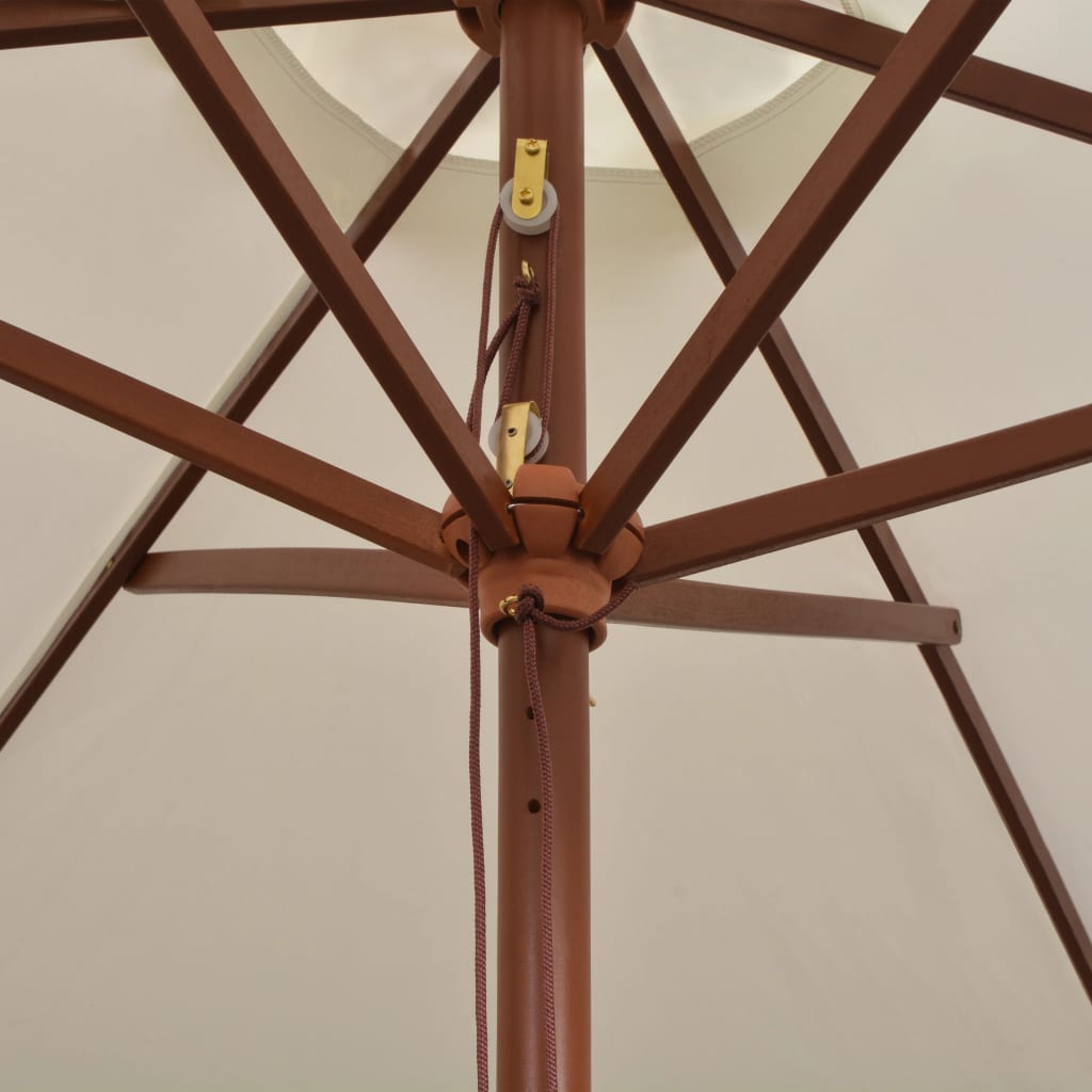 vidaXL päikesevari 270 x 270 cm puidust postiga, kreemjasvalge