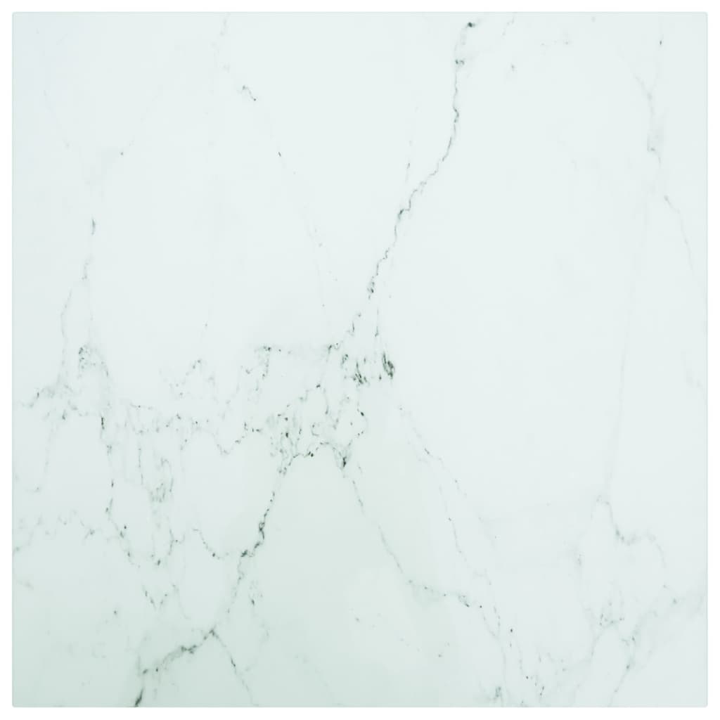 vidaXL lauaplaat, valge 60x60 cm, 6 mm, karastatud klaas marmordisain