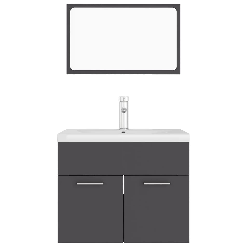 vidaXL vannitoamööbli komplekt, hall, puitlaastplaat