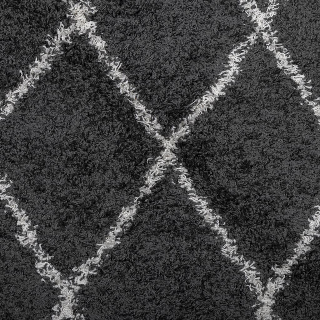 vidaXL kõrge narmaga Shaggy vaip "PAMPLONA", must/kreemjas, Ø 100 cm