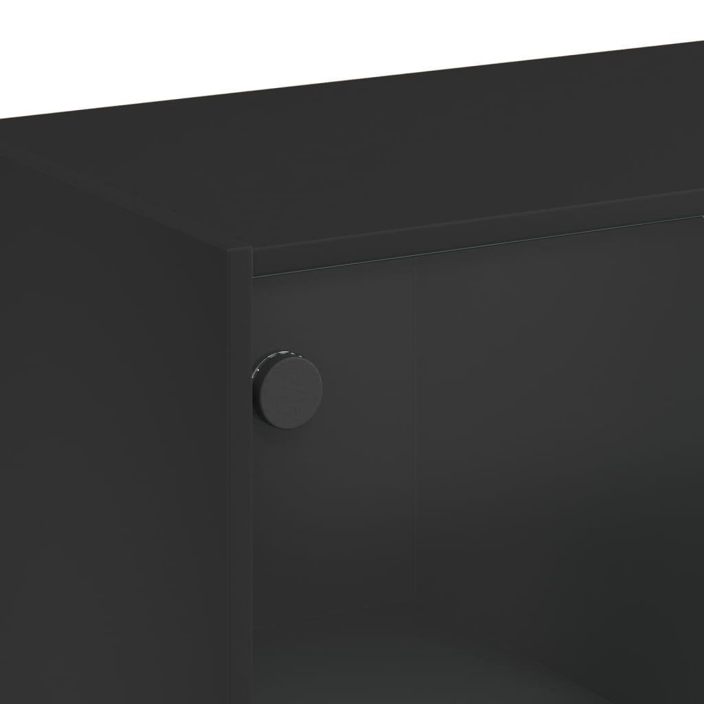 vidaXL klaasustega külgkapp, must, 68 x 37 x 75,5 cm