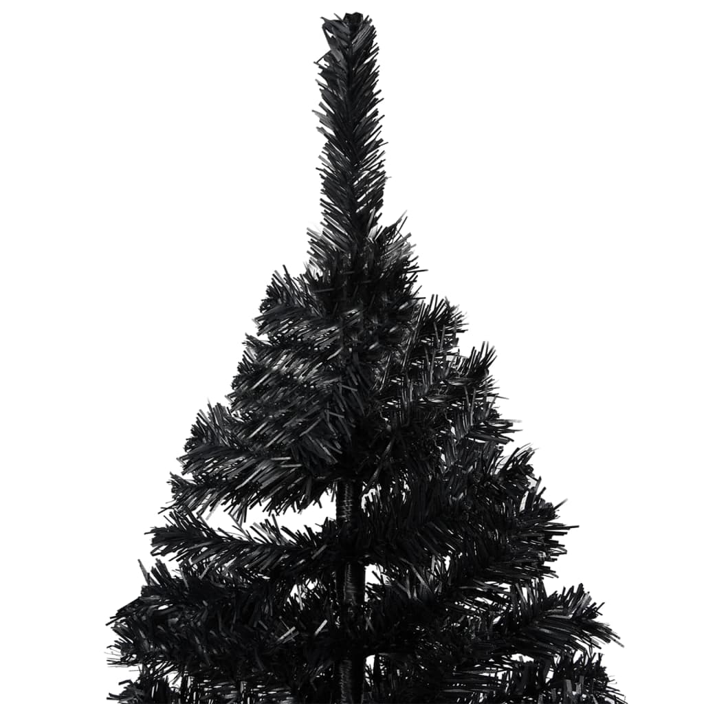 vidaXL valgustusega kunstkuusk kuulidega, must, 210 cm, PVC