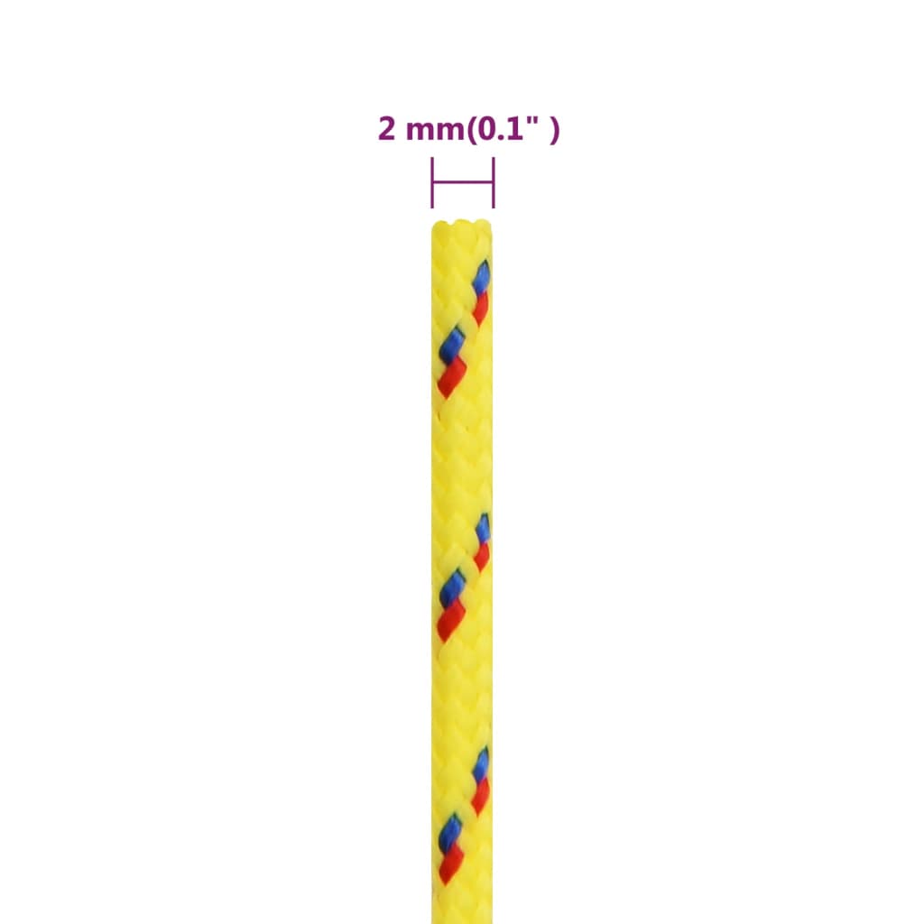 vidaXL paadiköis, kollane, 2 mm, 50 m, polüpropüleen