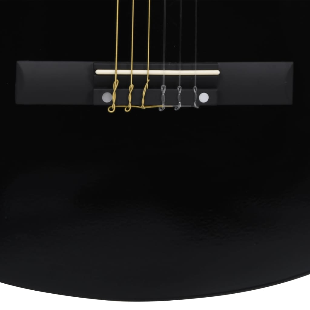 vidaXL 12-osaline klassikalise kitarri komplekt 6 keelega, must, 38''