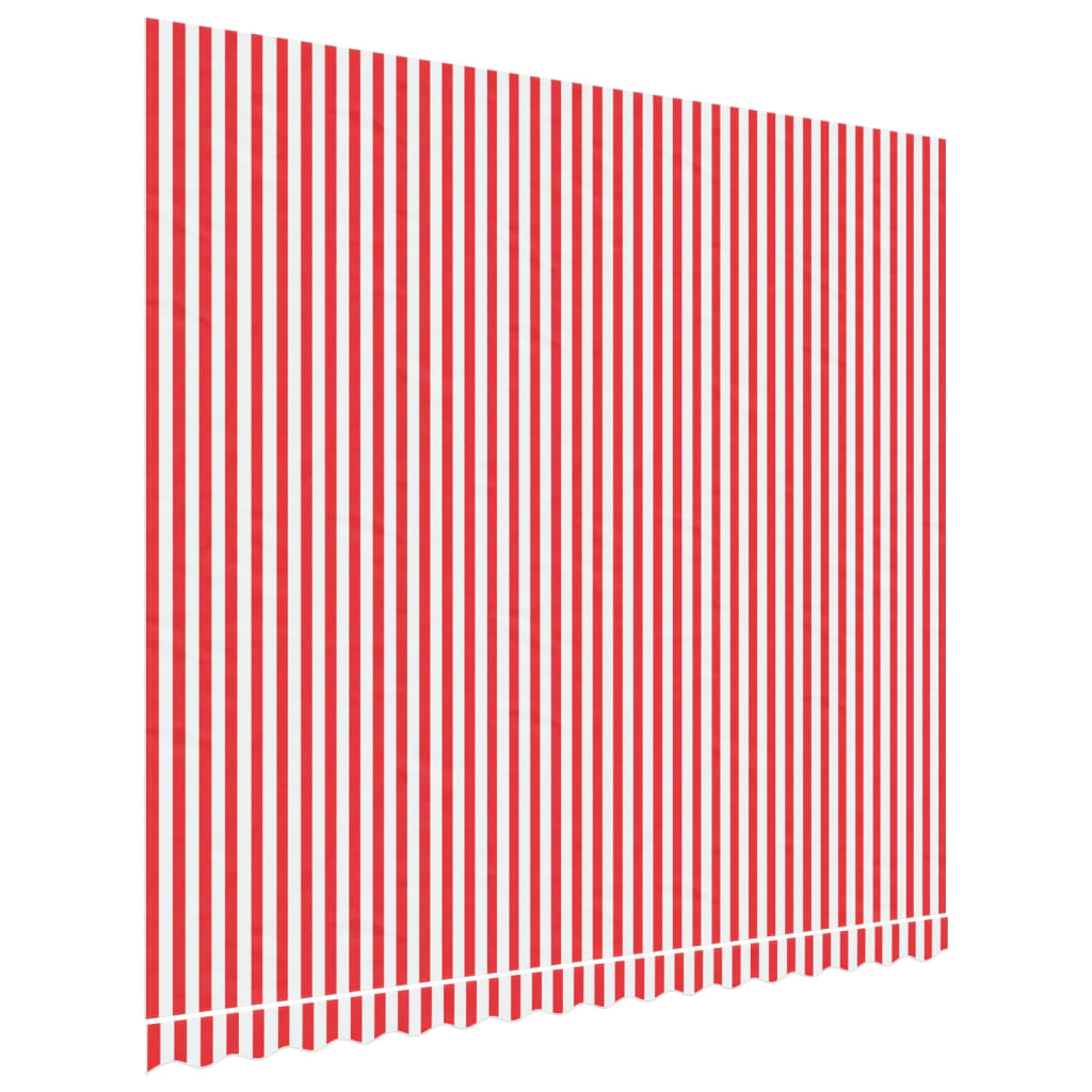 vidaXL varikatuse asenduskangas, punase ja valge triibuline, 4x3,5 m