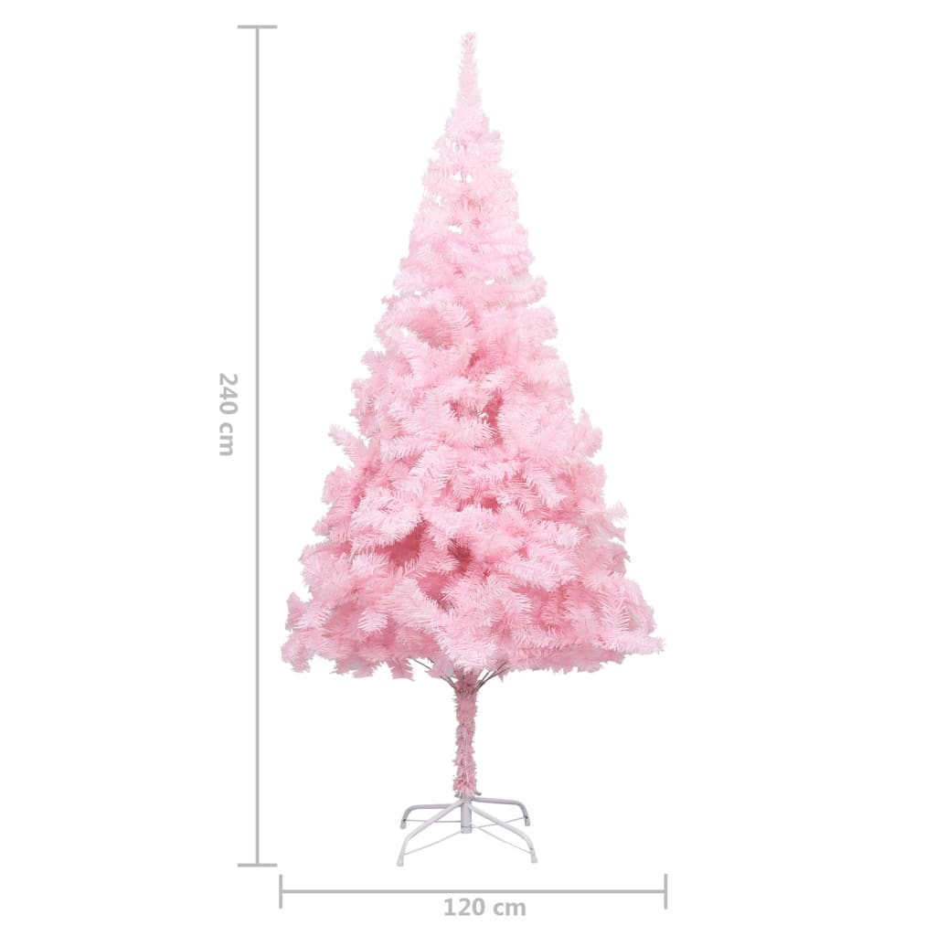 vidaXL valgustusega kunstkuusk kuulidega, roosa, 240 cm, PVC