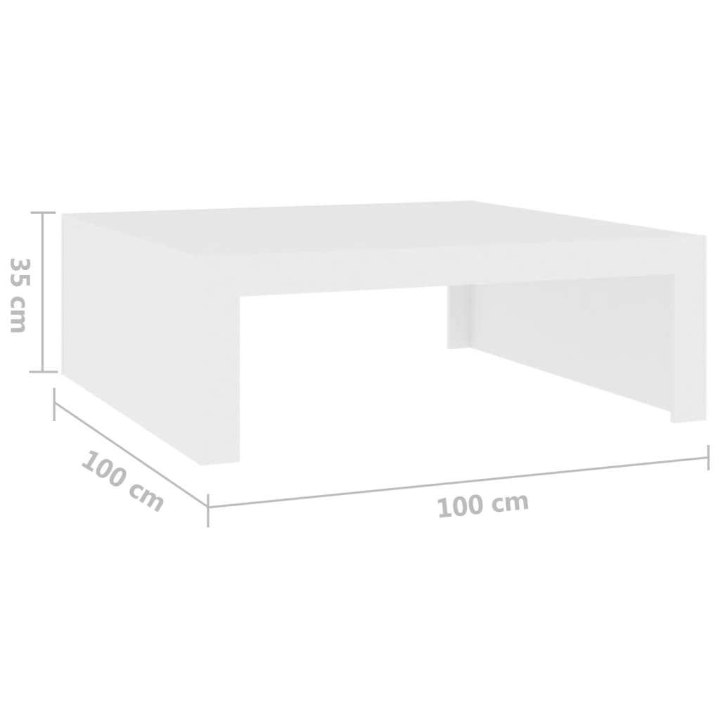 vidaXL kohvilaud, valge, 100 x 100 x 35 cm, puitlaastplaat