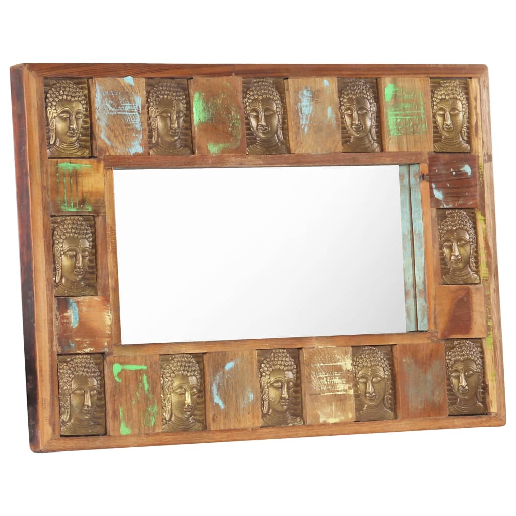 vidaXL peegel Buddha piltidega, 80 x 50 cm, taastatud puit