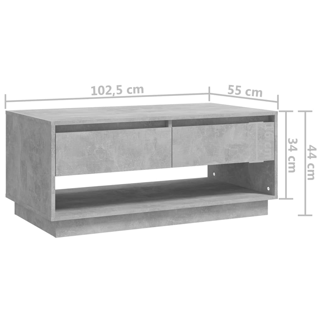 vidaXL kohvilaud, betoonhall, 102,5 x 55 x 44 cm, puitlaastplaat