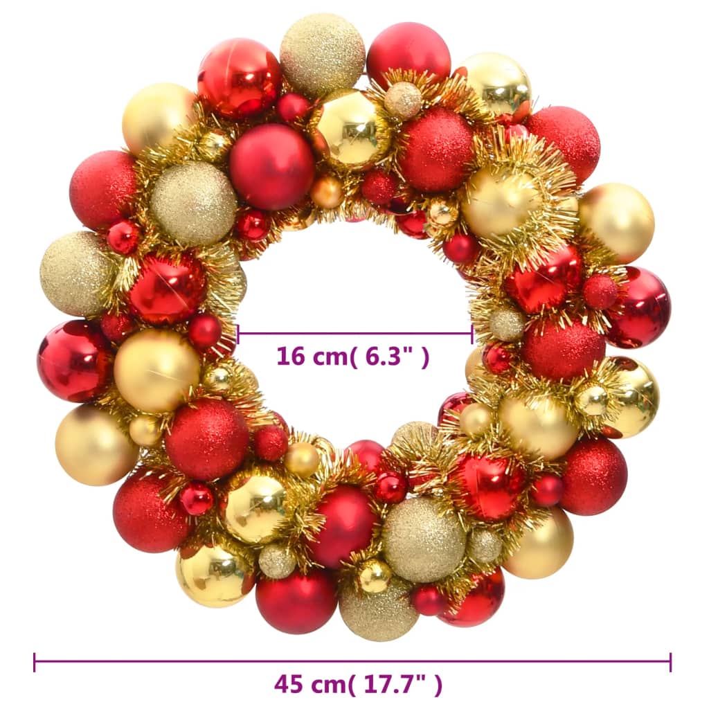 vidaXL jõulupärg, punane ja kuldne, 45 cm, polüstüreen