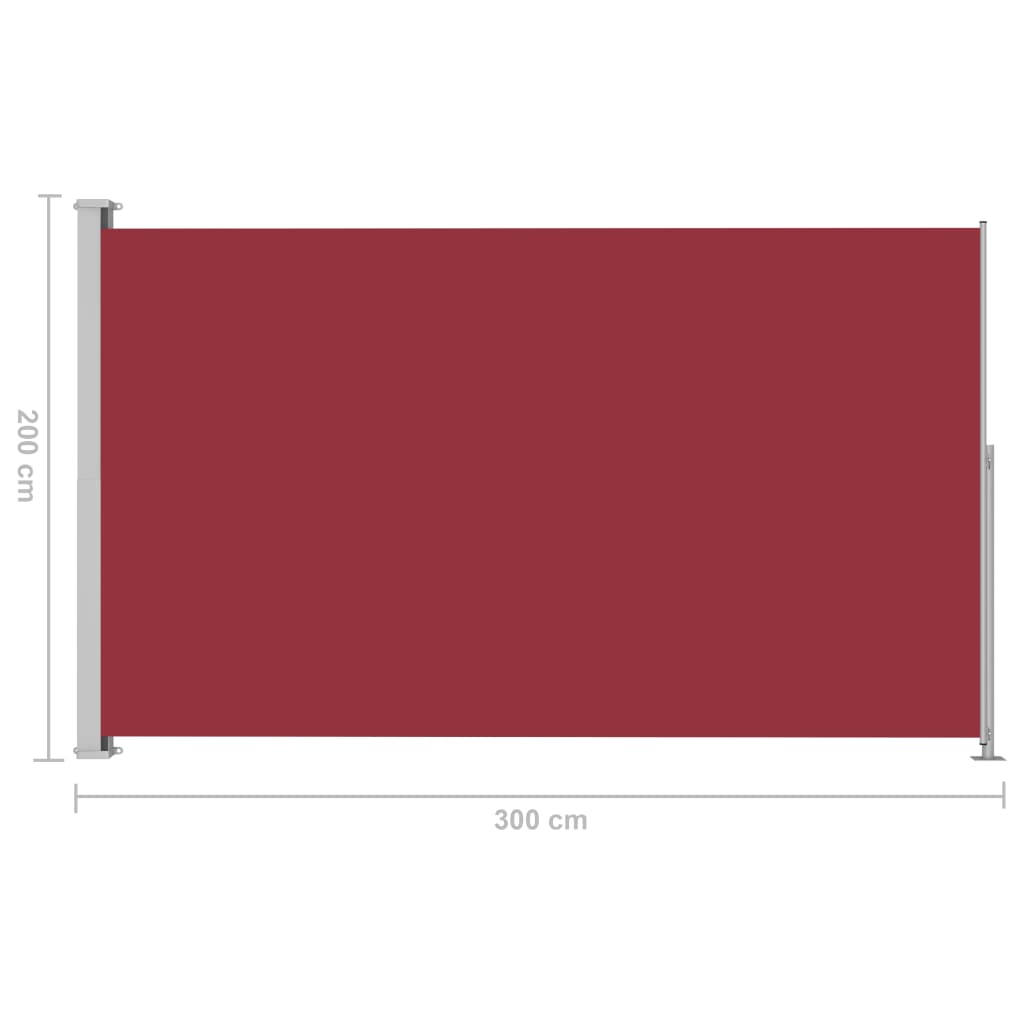 vidaXL lahtitõmmatav terrassi külgsein, 200x300 cm, punane
