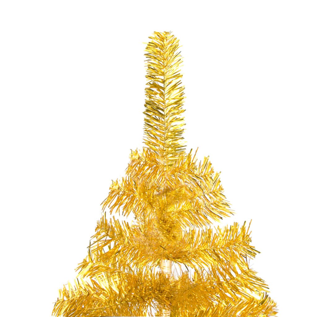 vidaXL valgustusega kunstkuusk alusega, kuldne, 210 cm, PET