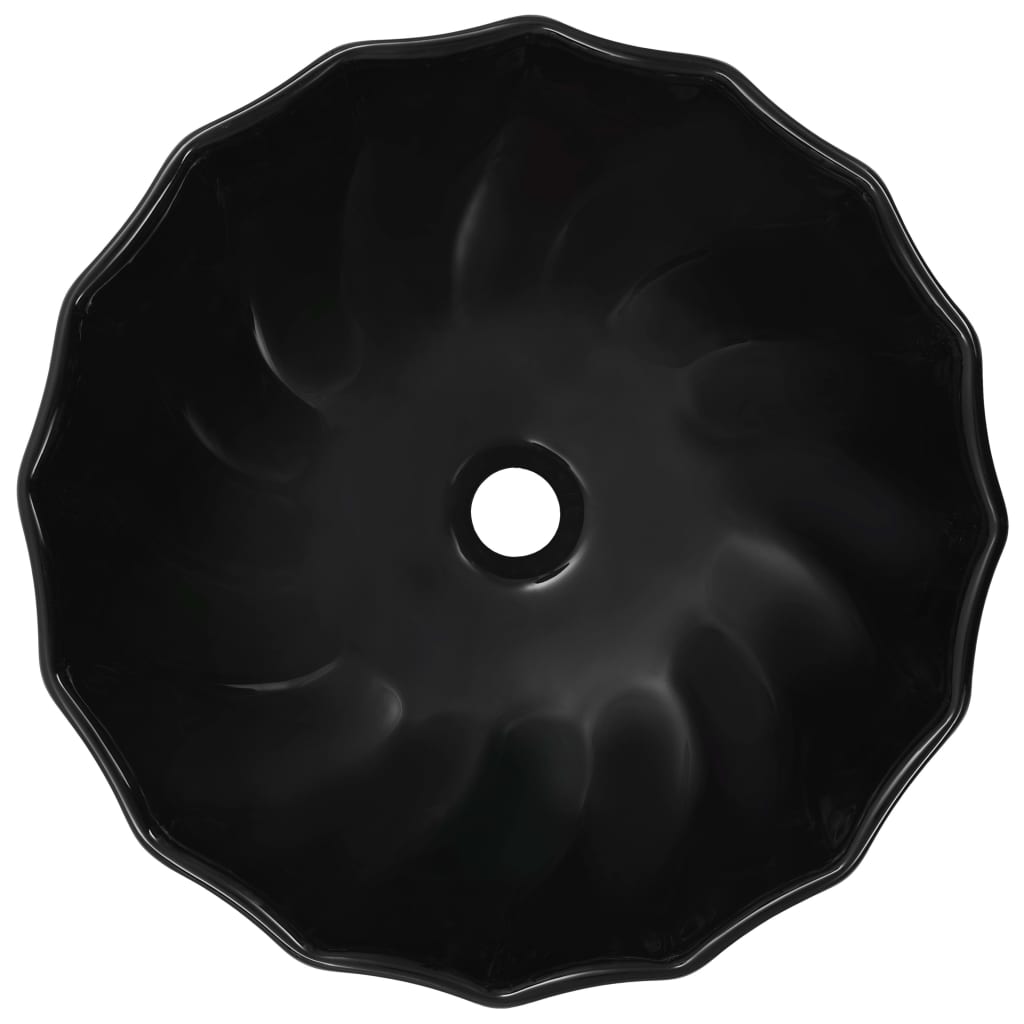 vidaXL valamu, 46 x 17 cm, keraamiline, must