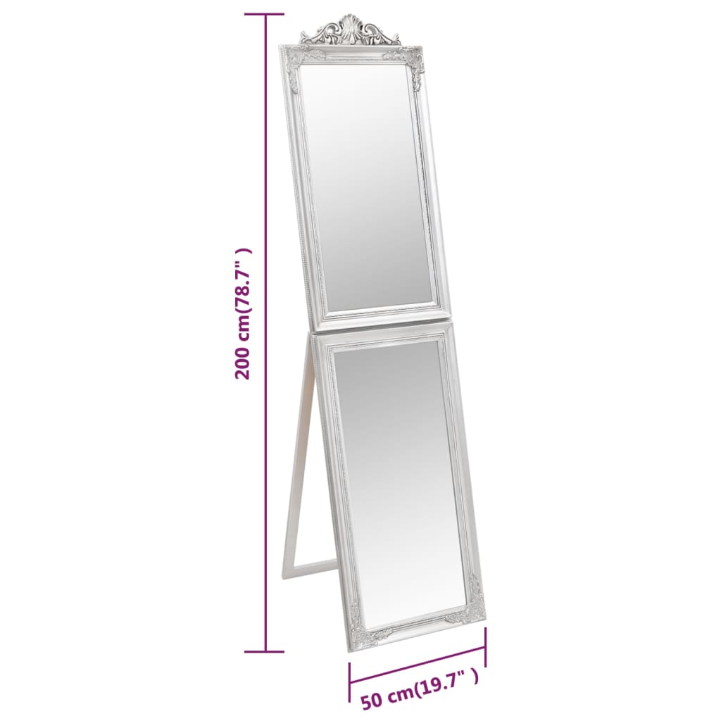 vidaXL eraldiseisev peegel, hõbedane, 50 x 200 cm