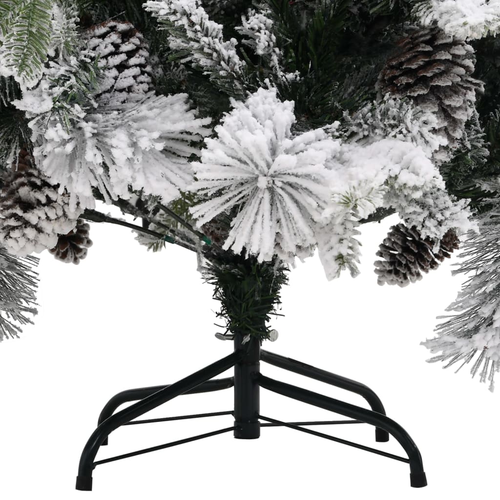 vidaXL jõulukuusk lume ja käbidega, 195 cm, PVC&PE