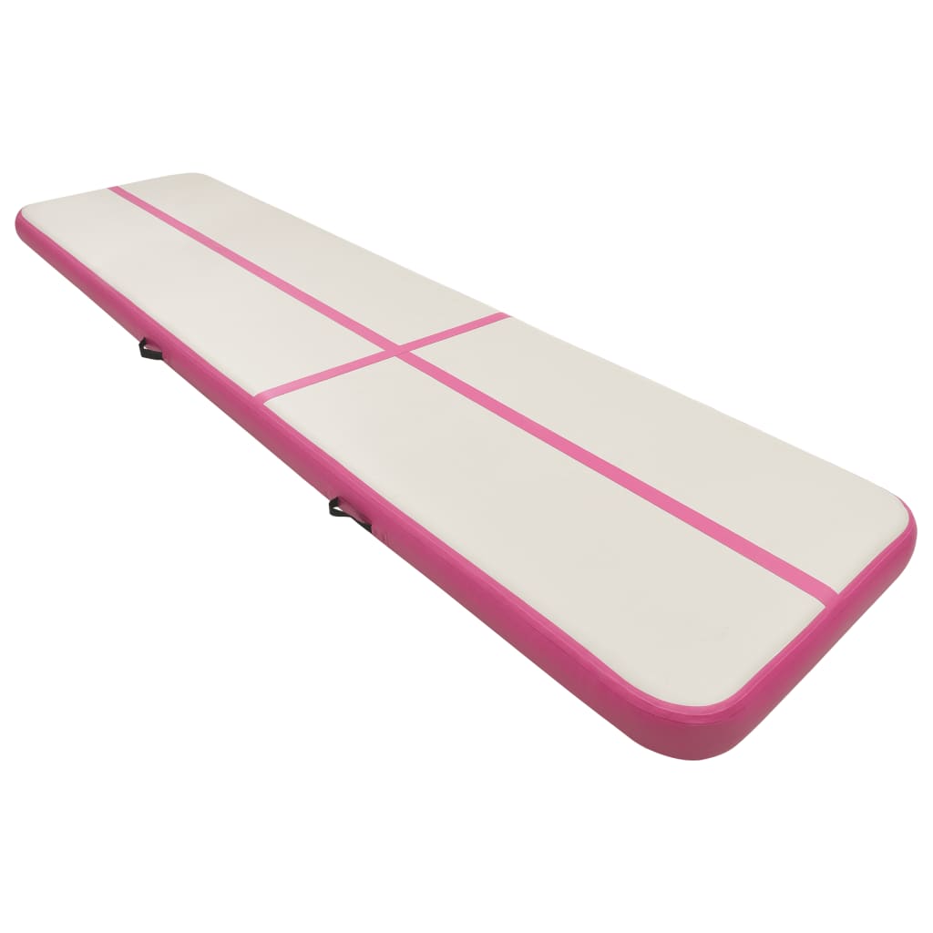 vidaXL täispumbatav võimlemismatt pumbaga 700x100x15 cm PVC roosa
