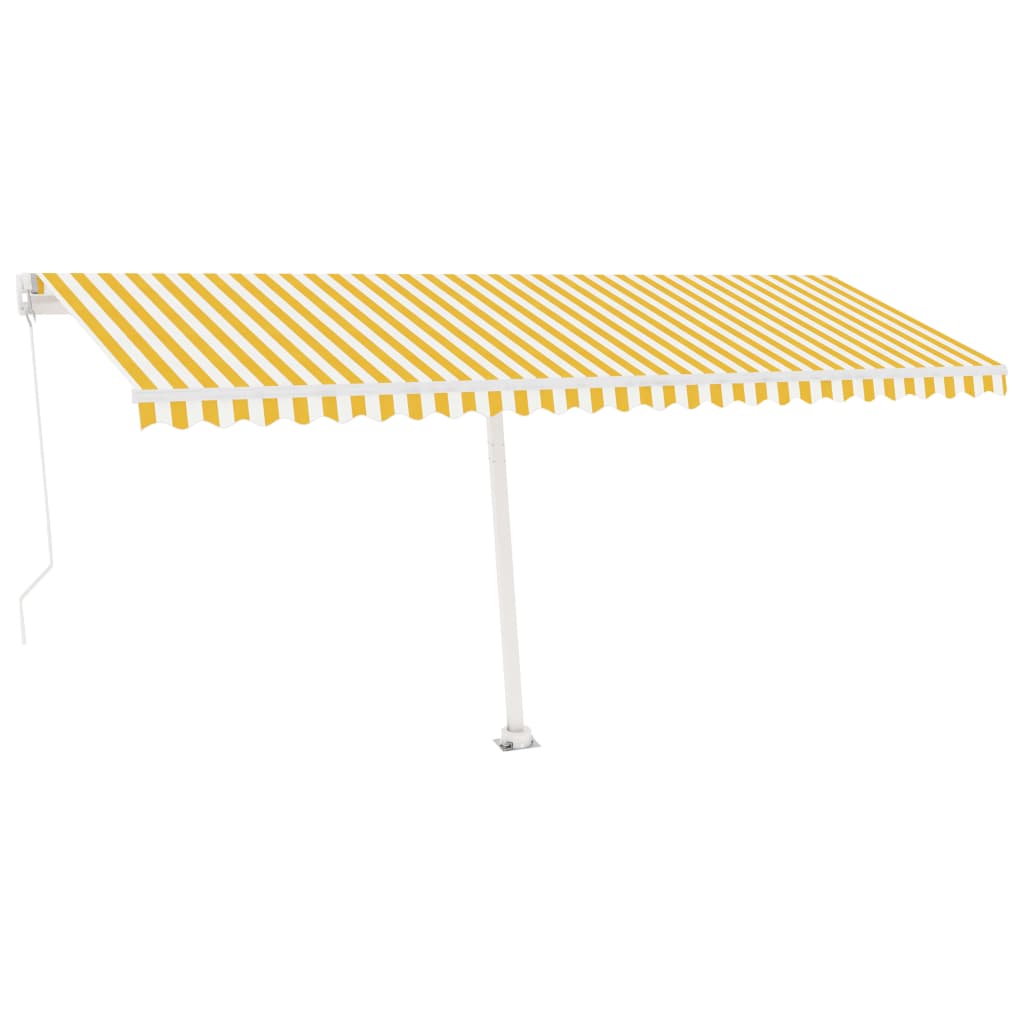 vidaXL iseseisev käsitsitõmmatav varikatus, 500x350 cm, kollane/valge