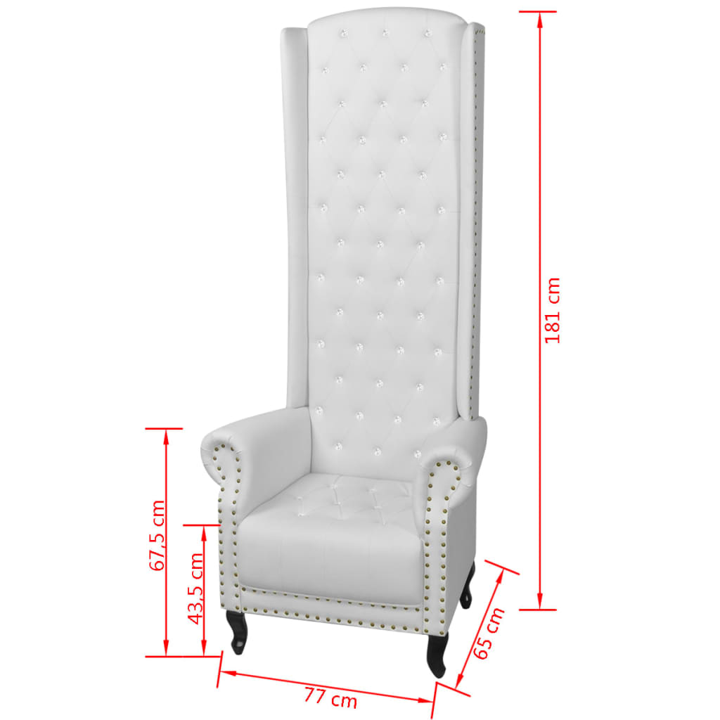 vidaXL kõrge seljatoega tool, valge, kunstnahk
