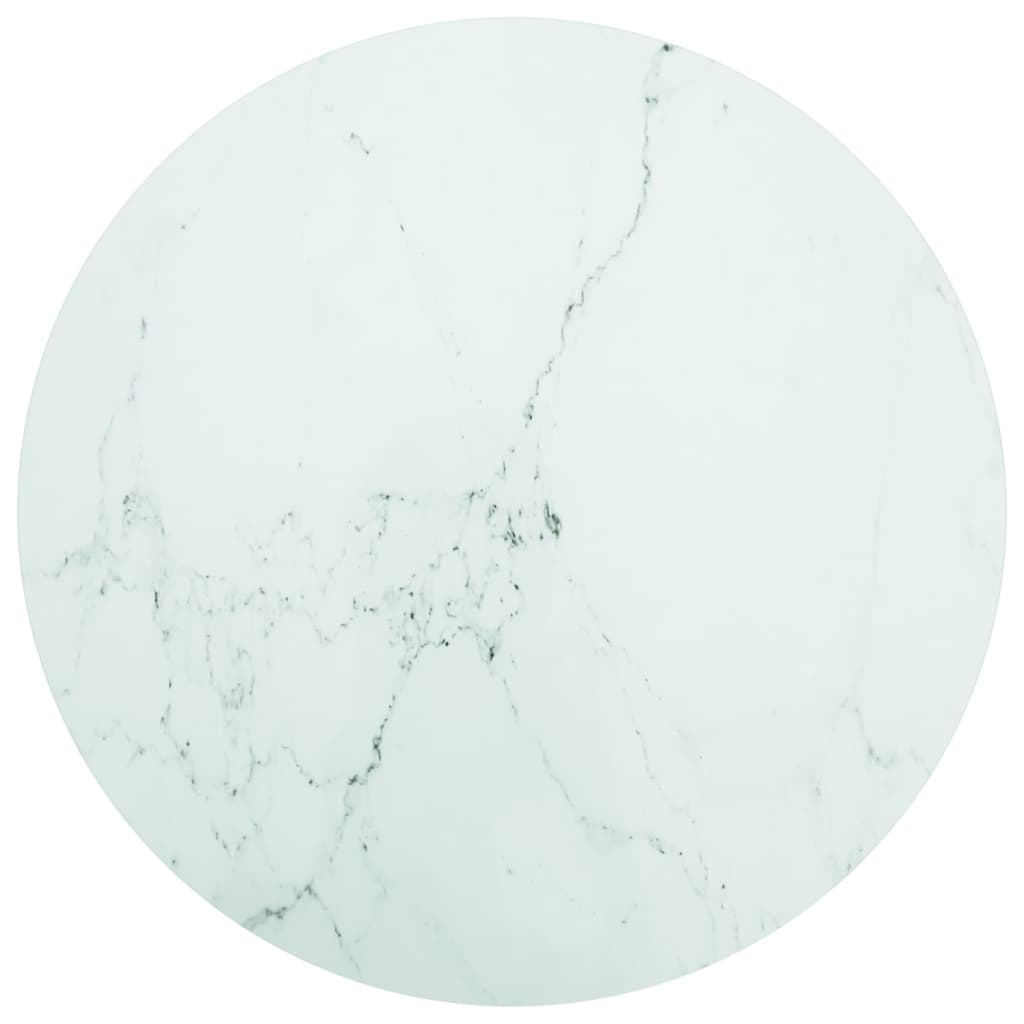 vidaXL lauaplaat, valge Ø80x1 cm, karastatud klaas marmordisain