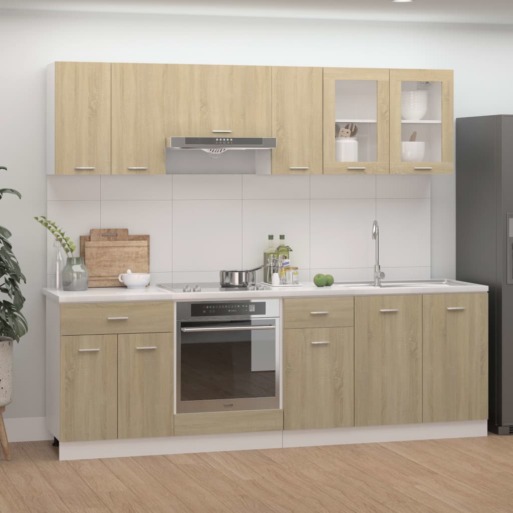 vidaXL 8-osaline köögikapi komplekt, Sonoma tamm, puitlaastplaat