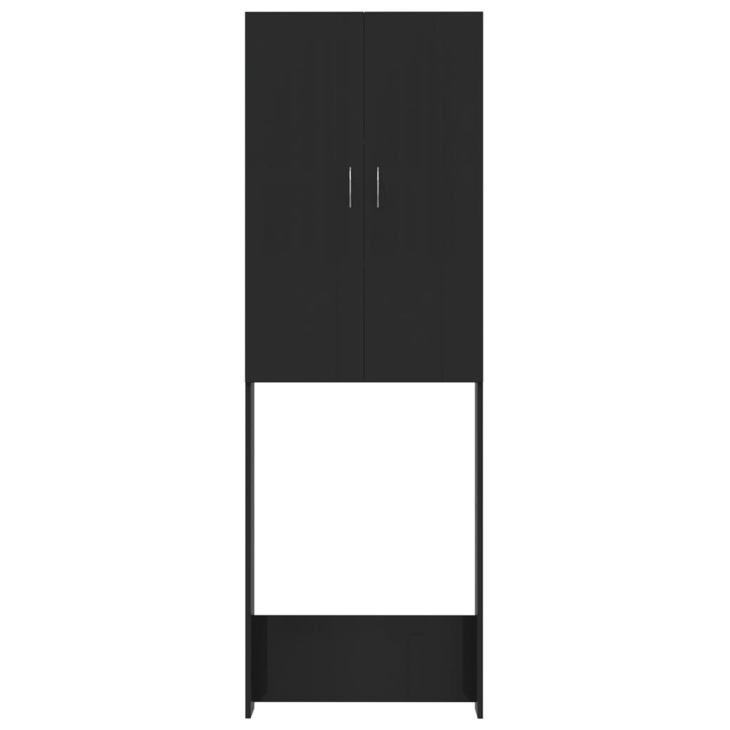 vidaXL pesumasinakapp, kõrgläikega must, 64 x 25,5 x 190 cm