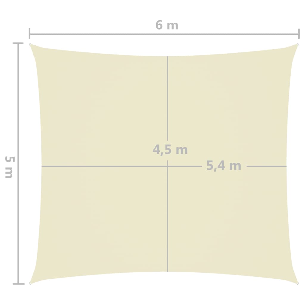 vidaXL oxford-kangast päikesepuri, ristkülik, 5 x 6 m kreemjas