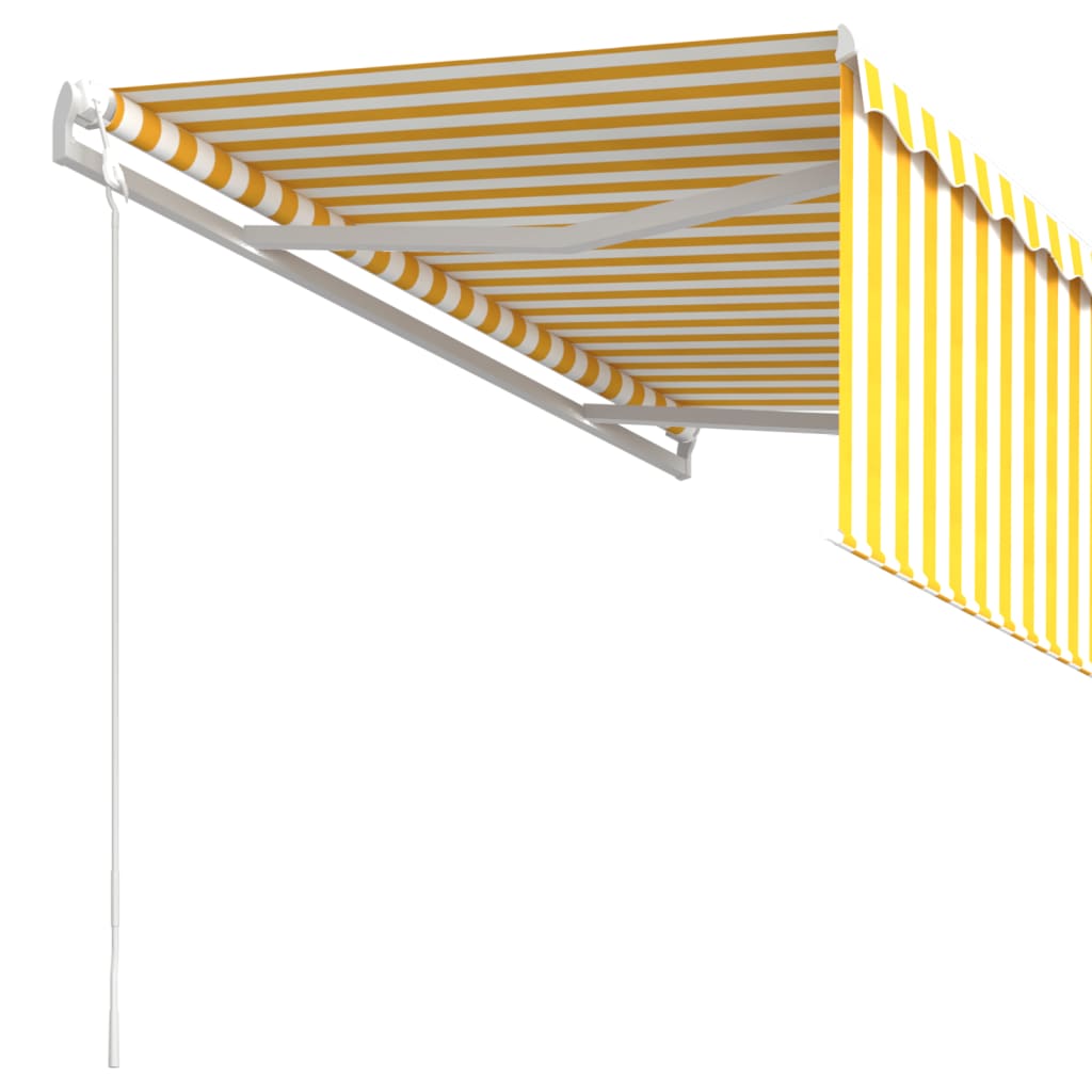 vidaXL automaatselt sissetõmmatav varikatus, 3x2,5 m, kollane/valge