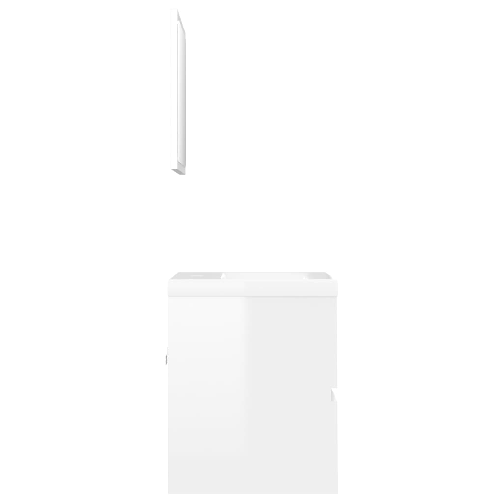 vidaXL vannitoamööblikomplekt, kõrgläikega, valge, puitlaastplaat