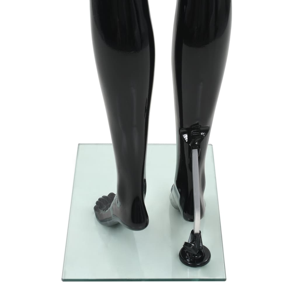 vidaXL täispikkuses naismannekeen klaasist alusel, läikiv must 175 cm