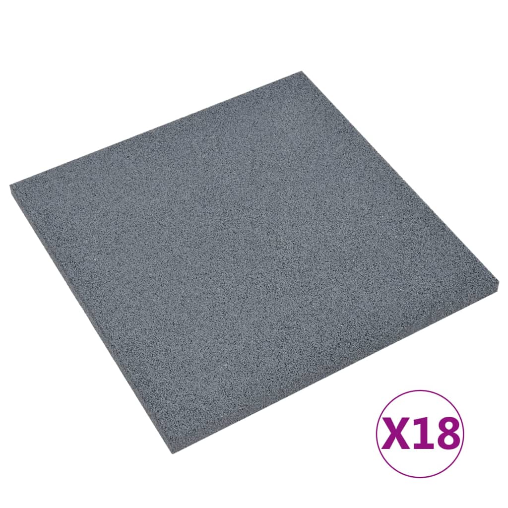 vidaXL põrandakaitsematid, 18 tk, kumm, 50 x 50 x 3 cm, hall