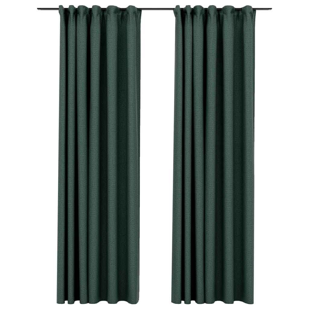 vidaXL pimendavad kardinad konksudega, 2 tk roheline 140 x 225 cm