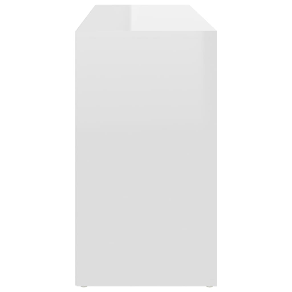 vidaXL jalatsipink, kõrgläikega, valge, 105x35x35 cm, puitlaastplaat