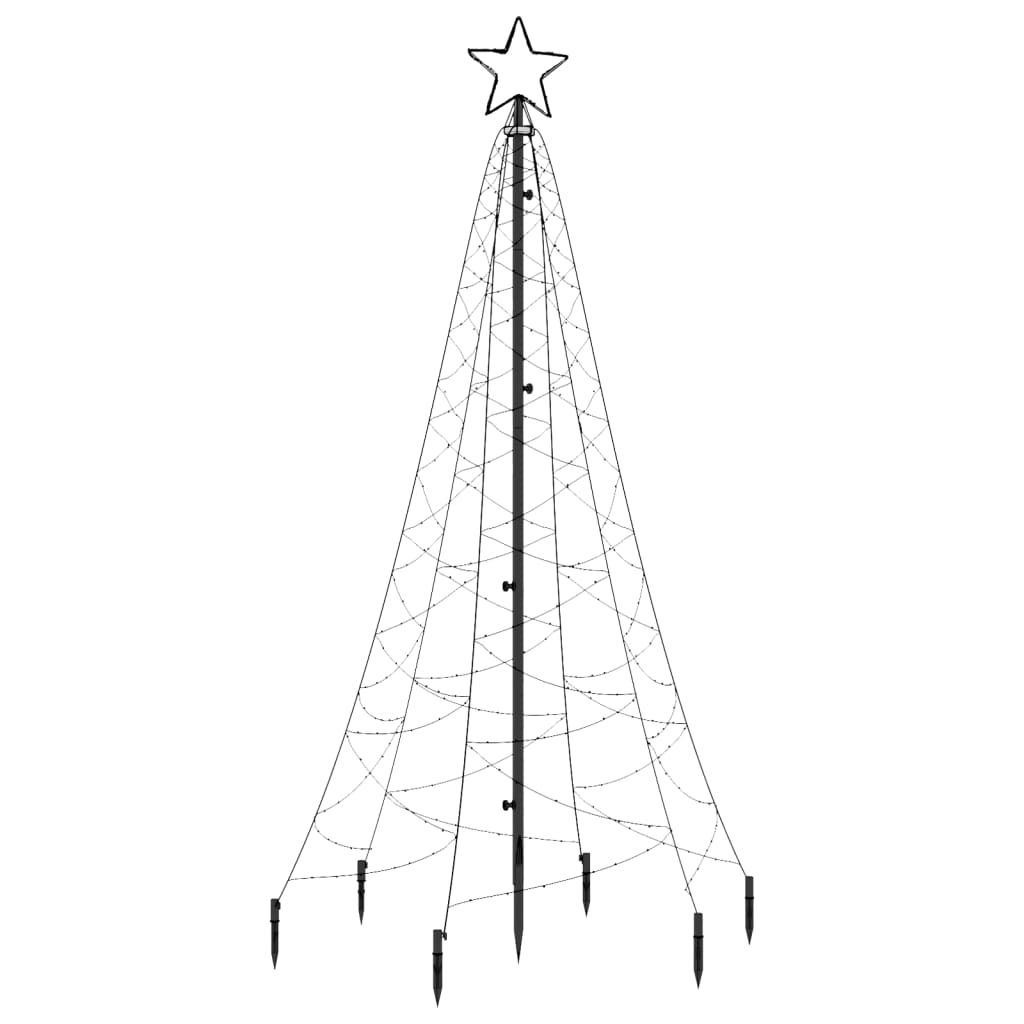 vidaXL jõulupuu vaiaga, soe valge, 200 LEDi, 180 cm