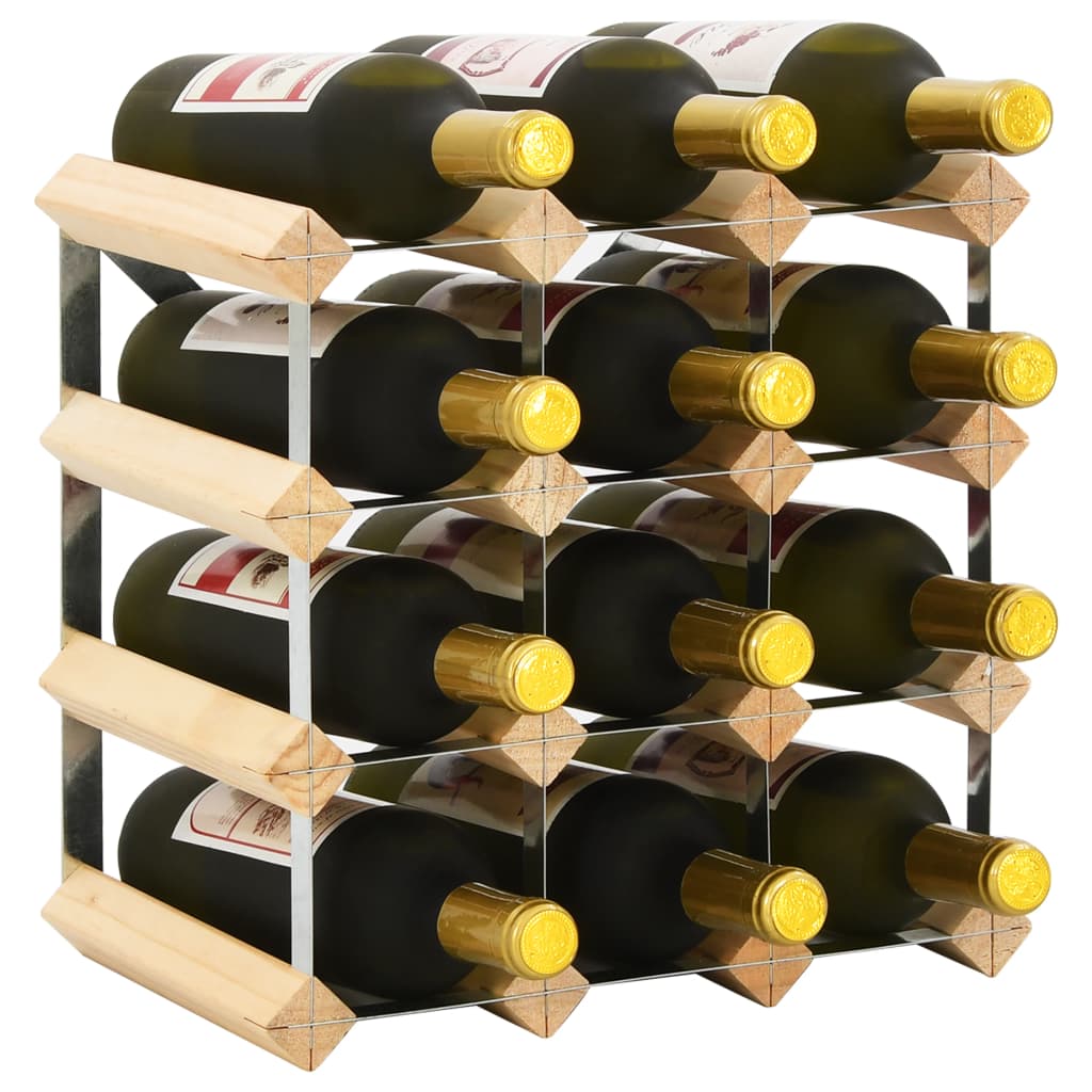 vidaXL veiniriiul 12 pudelile, männipuit