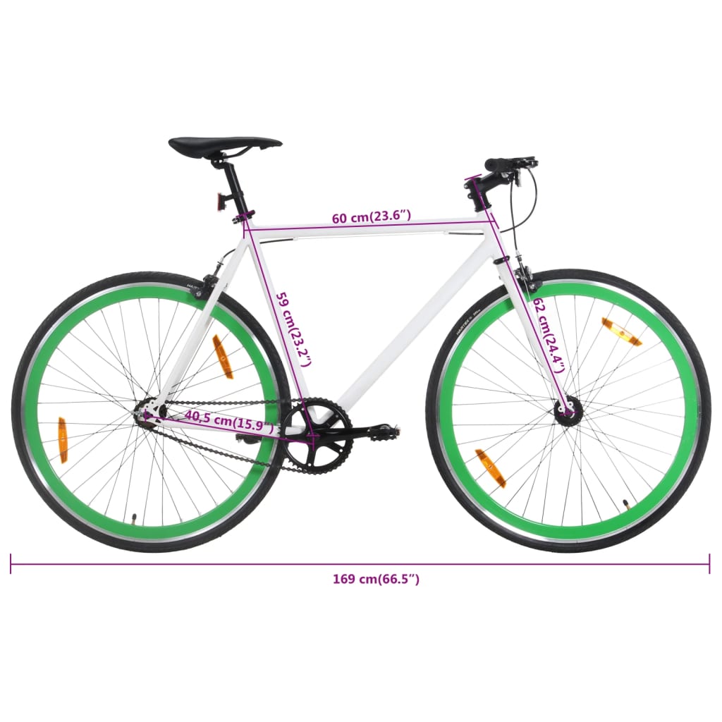 vidaXL ühekäiguline jalgratas, valge ja roheline, 700C 59 cm