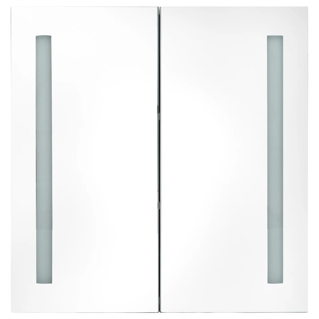 vidaXL LED vannitoa peegelkapp, valge, tamm, 62 x 14 x 60 cm
