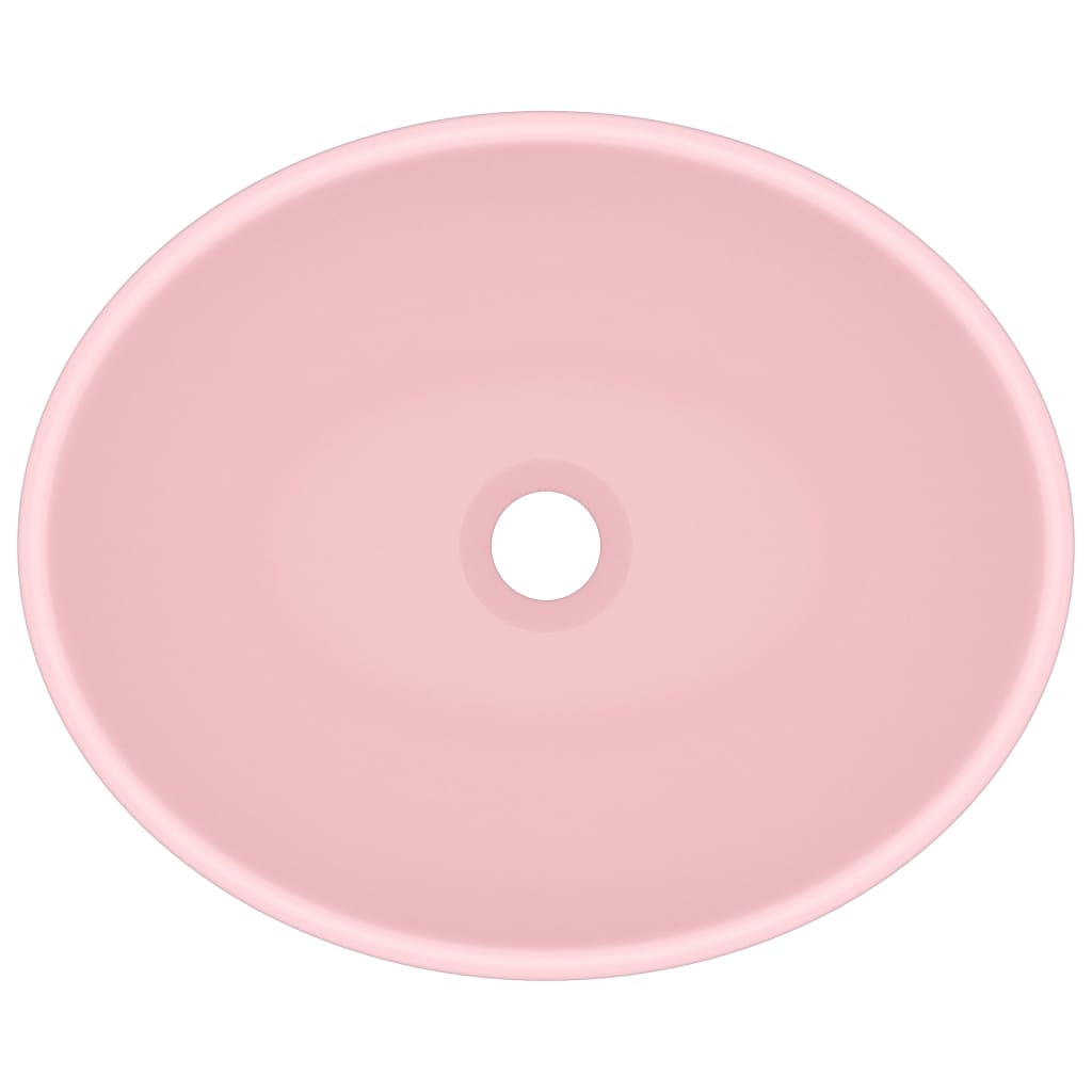 vidaXL luksuslik valamu, ovaalne, matt roosa, 40 x 33 cm, keraamiline