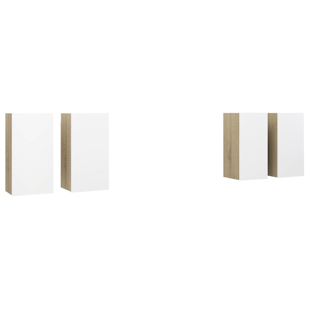 vidaXL telerikapid, 4 tk, valge ja Sonoma tamm, 30,5 x 30 x 60 cm, puitlaastplaat