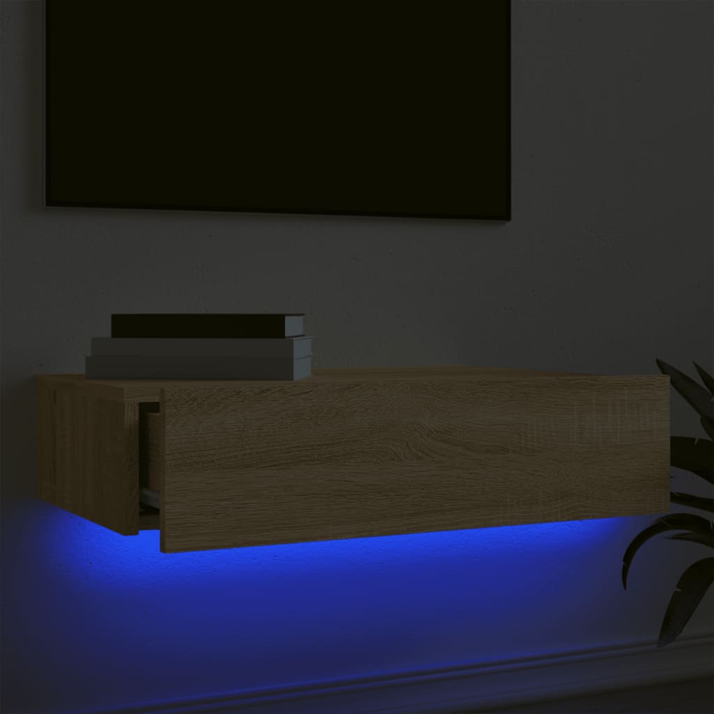 vidaXL telerialus LED-tuledega, Sonoma tamm, 60 x 35 x 15,5 cm