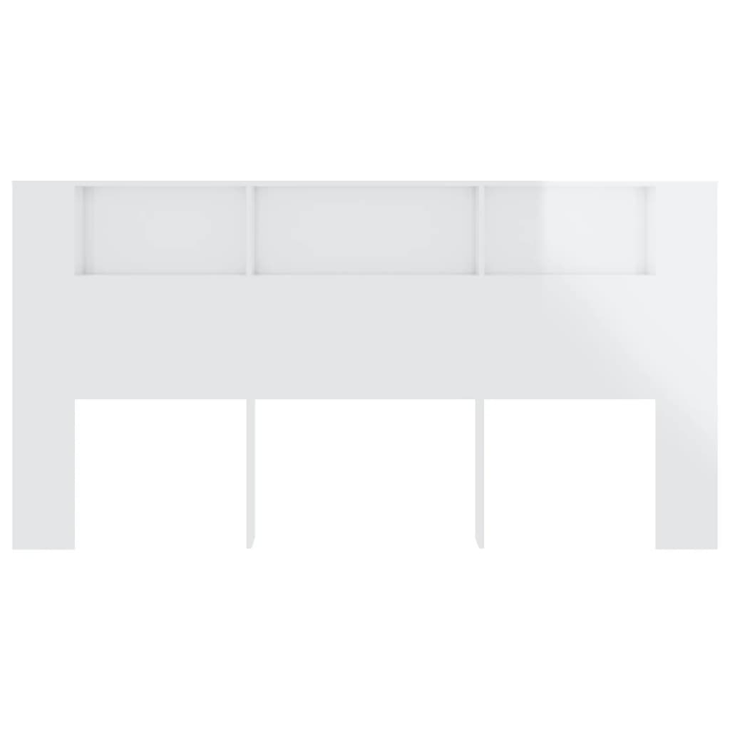 vidaXL voodipeatsi kapp, kõrgläikega valge, 200 x 18,5 x 104,5 cm