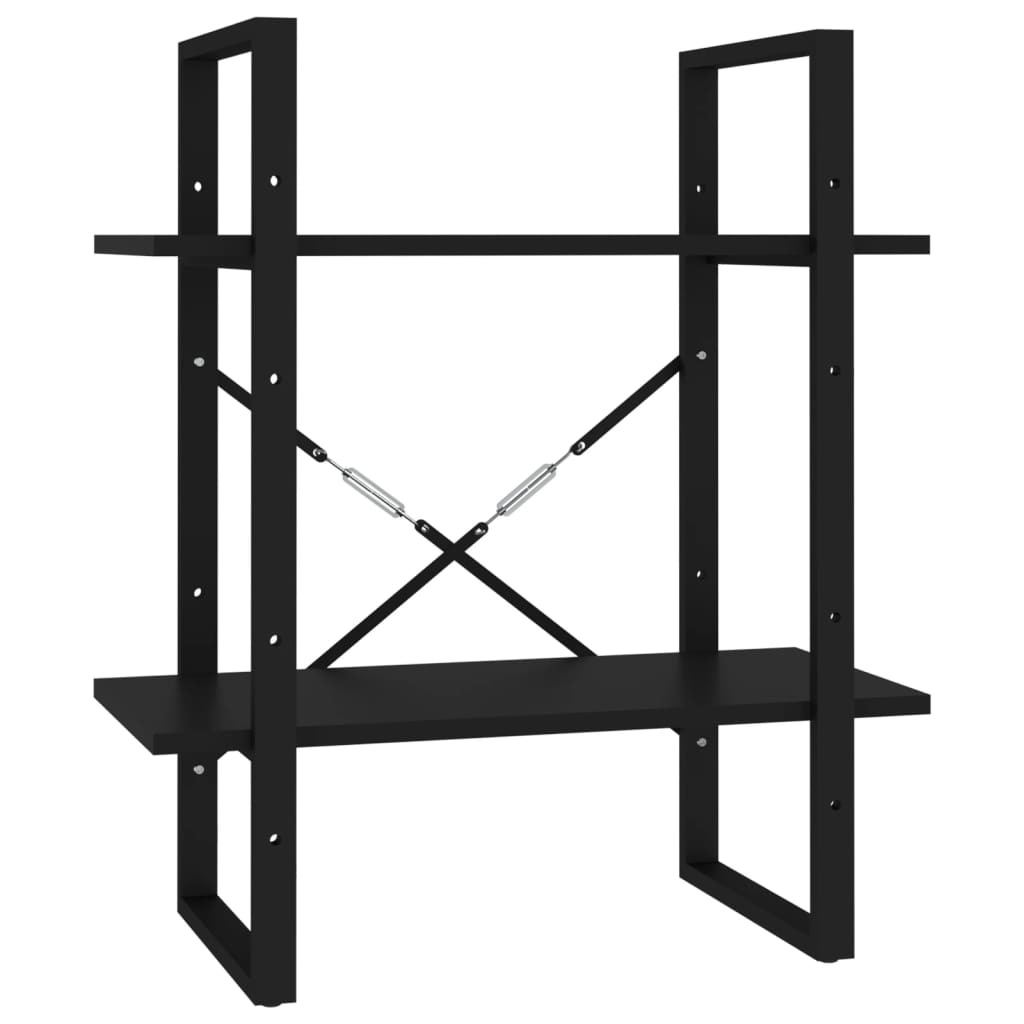 vidaXL 2-korruseline raamaturiiul, must, 60x30x70 cm, puitlaastplaat