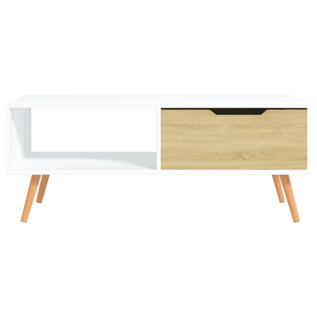 vidaXL kohvilaud, valge ja Sonoma tamm 100x49,5x43 cm puitlaastplaat