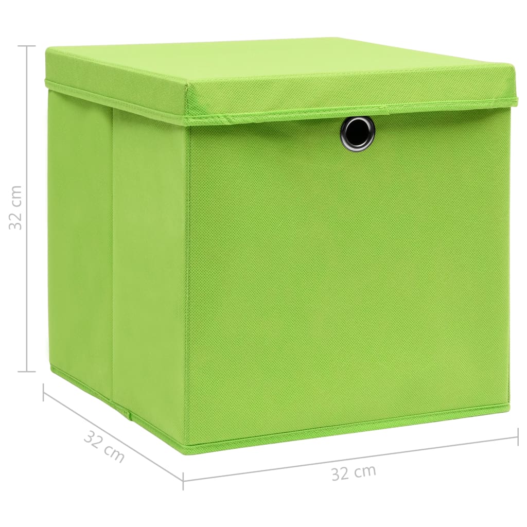 vidaXL hoiukastid kaantega 4 tk, roheline, 32 x 32 x 32 cm, kangas