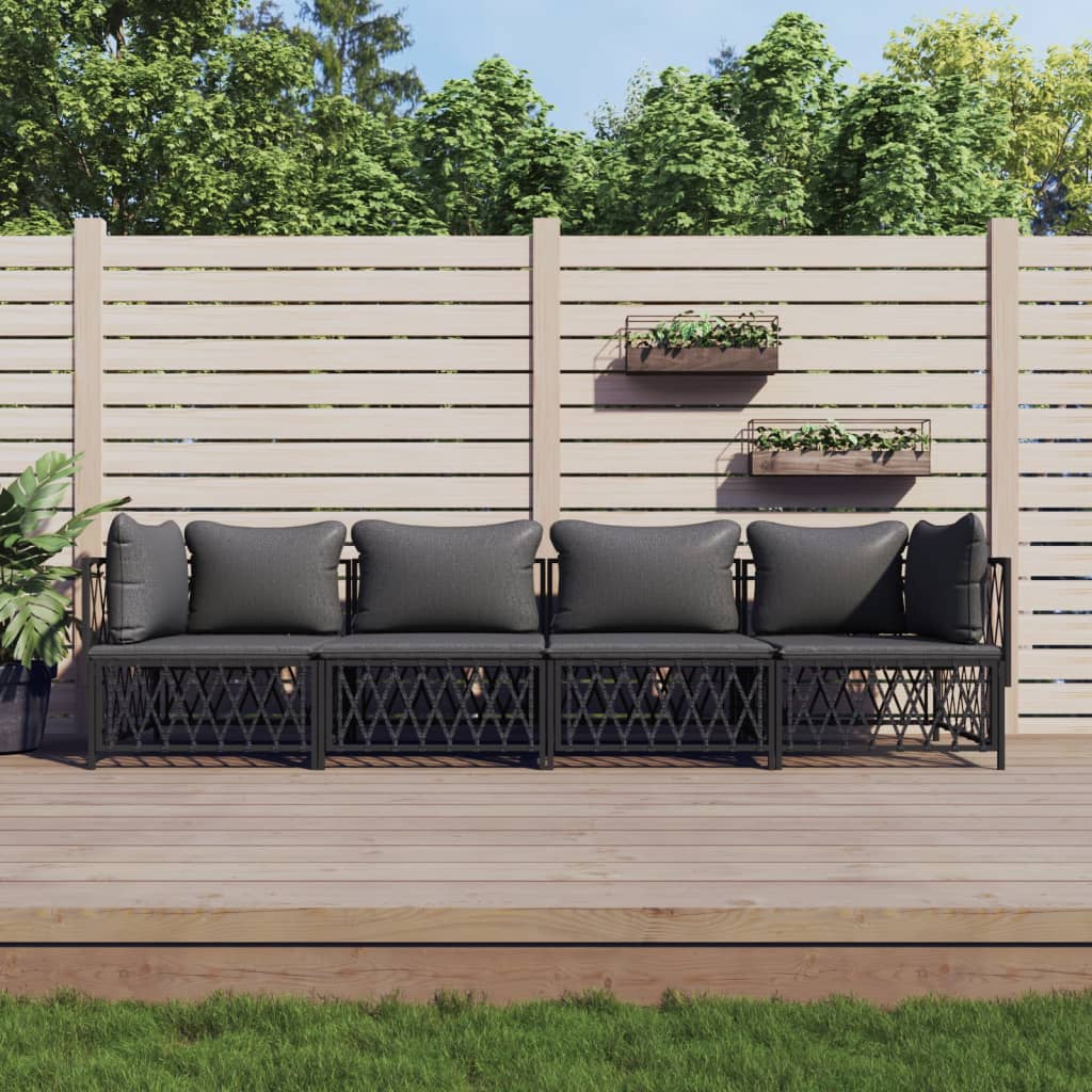 vidaXL 4-osaline aiamööbli komplekt patjadega, antratsiit, teras